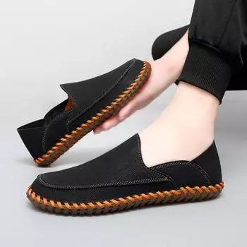 Leather Men Skateboarding Shoes slip on Casual Platform Sneakers Breathable Lightweight Tennis Sports Shoes men moccains 38 бежевый