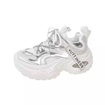 Leather mesh breathable women s 2025 summer new versatile muffin platform casual small sneakers 35