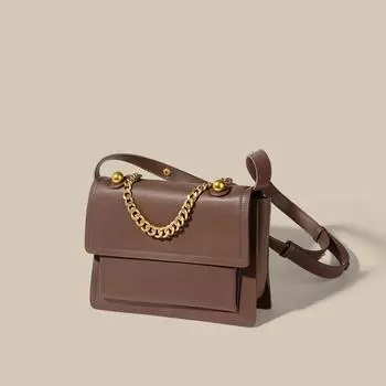 Leather Messenger Bag, Women s Crossbody Bag, Commuting Niche Quality, Single-shoulder, Large-capacity Chain, Wandering Bag