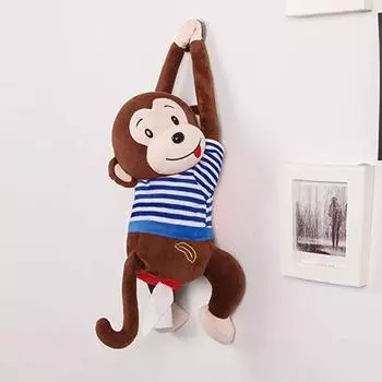Leather Monkey Car Tissue Box Creative Armrest Box Cartoon Net Red Hanging Seat Rear Car Car Inside Draw Paper Box CarDecoration коричневый