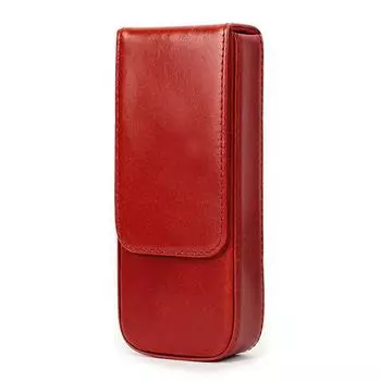 Leather Pencil Case Three Packs Handmade Magnetic Drawer Type Office Desktop Pen Storage Case красный