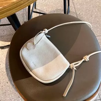Leather Phone Bag Women s Crossbody Small Bag First Layer Cowhide Shopping Walking Lightweight Simple Small and Versatile Saddle Bag Beige White