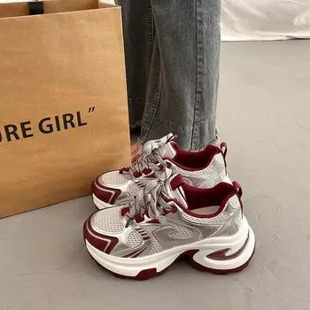 Leather platform dad shoes women s small height-increasing women s shoes 2025 spring and summer new soft-soled lightweight sports and leisure shoes 35