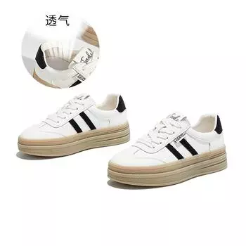 Leather platform German training shoes women s 2025 new comfortable Forrest Gump shoes versatile sports shoes not tired feet white shoes women s 35