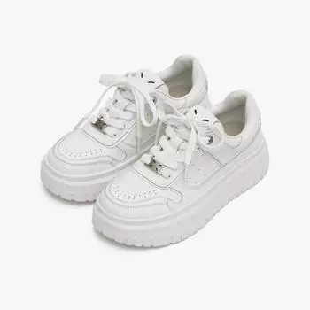 Leather platform white shoes women s autumn and winter new student retro versatile board shoes lightweight sports and leisure shoes 35