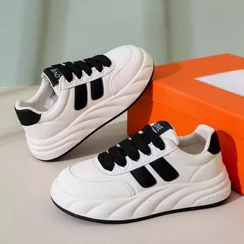 Кожаные туфли на платформе белого цвета, женская обувь, ранняя весна, новые высокие туфли для досок, универсальная повседневная обувь, женская спортивная обувь 35