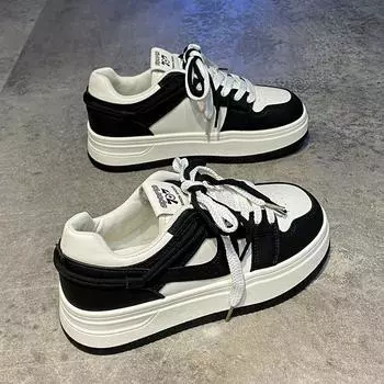 Leather platform white shoes women s spring and summer 2025 new bread shoes women s soft-soled casual sports shoes 35