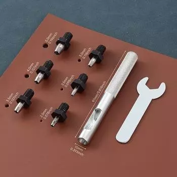 Leather Punch Set, 8pcs Manual Steel Round Hole Punch Tool for Thick Leather, Belts, Straps - DIY Crafting Accessory 8PCS/SET