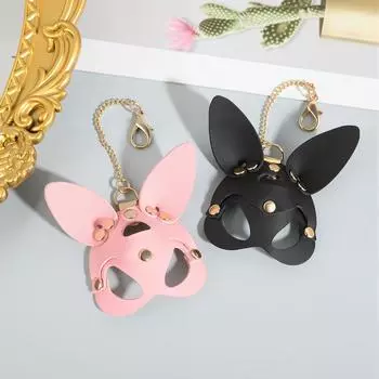 Leather Rabbit Mask Keychain Pendant Universal Adult Sex Props Accessories