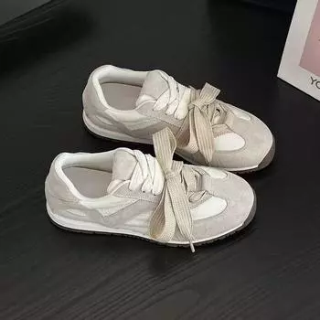 Leather retro color matching German training shoes women s 2025 spring new Korean version lace-up versatile casual sports Forrest Gump shoes tide 35