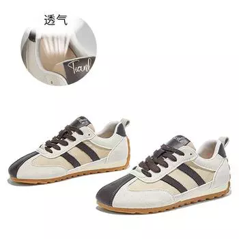 Leather retro German training shoes women s 2025 autumn new shoes women s shoes versatile flat-soled sports shoes casual Forrest Gump shoes 35