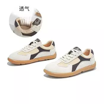 Leather retro little white shoes women s 2025 autumn new flat bottom tilted head sports shoes casual women s shoes versatile shoes children 35