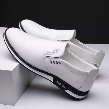 Leather Shoes Casual Soft Bottom Business Comfortable Men s Shoes 2024 New Spring Trend Fashion Small White Shoes 39( Inner 24 cm