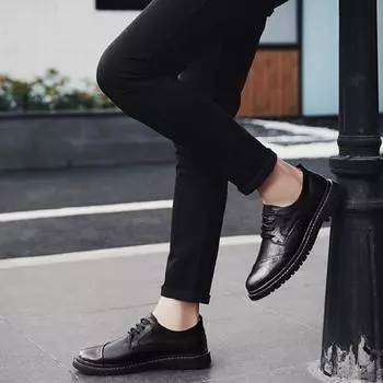 Leather Shoes for Men Non Slip and Waterproof Round Toe Man Casual Shoe Height Increasing Designer Retro Adults Pu Luxury Sale 39