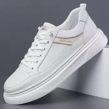 Leather shoes men s 2024 new autumn trend leather breathable versatile shoes men s shoes soft sole light casual shoes 38 белый