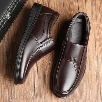 Leather shoes men s 2024 new business casual men s leather shoes breathable soft sole middle-aged and elderly father shoes men s shoes 39