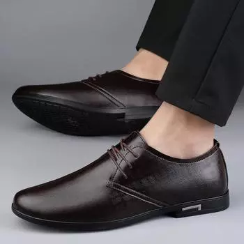 Leather shoes men s 2025 autumn new casual leather shoes men s lace-up large size men s shoes are now Shoes 38