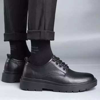 Leather shoes men s 2025 new casual single shoes men s leather comfortable business dress leather shoes men s tooling velvet cotton shoes 38