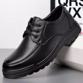 Leather shoes men s 2025 new casual men s leather breathable soft-soled business dress leather shoes velvet cotton shoes 38