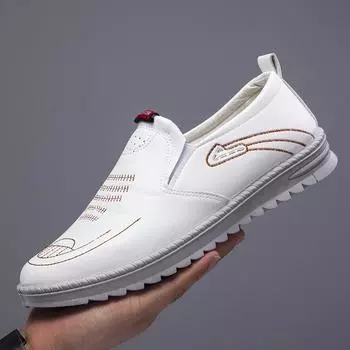 Leather shoes men s 2025 new dad shoes casual soft-soled trendy shoes men s middle-aged and elderly Doudou shoes manufacturer 39