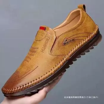 Leather shoes men s 2025 new fashion texture casual shoes business soft-soled driving shoes breathable men s shoes 39