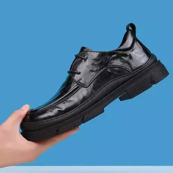 Leather shoes men s 2025 new men s shoes leather trend versatile business casual shoes men s platform single shoes 38