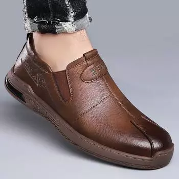Leather Shoes Men s 2025 New Spring Business Casual Leather Shoes Middle-aged Dad Soft Leather Soft-soled Doudou Shoes 39