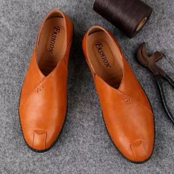 Leather shoes men s 2025 summer new men s trend casual foot cover lazy Doudou shoes soft sole Korean version of leather Shoes 40 чёрный