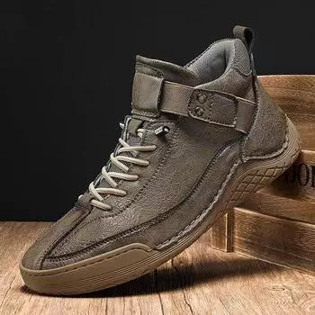 Кожаные туфли мужские осенне-зимние новые высокие хлопковые туфли с бархатом 38