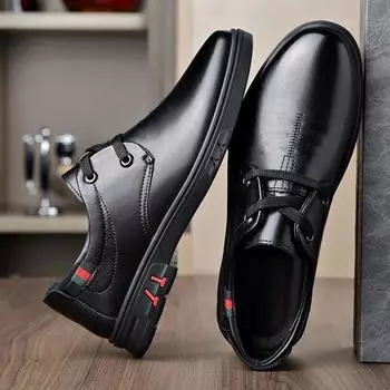 Leather shoes men s autumn men s casual shoes lace-up comfortable work shoes trendy British style business leather shoes 39