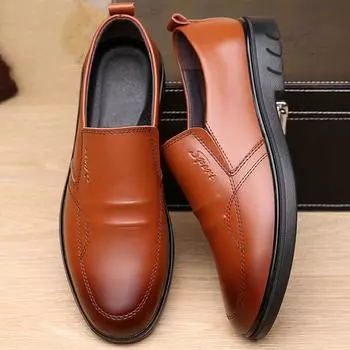 Leather shoes men s breathable casual shoes men s British style business leather shoes trendy versatile shoes men s soft-soled work shoes 39