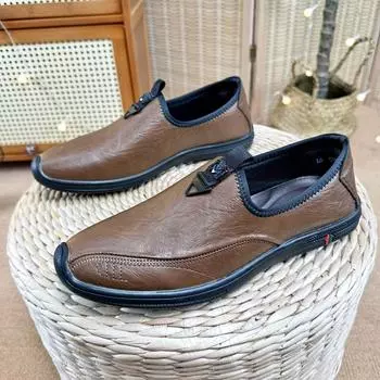 Leather shoes men s business casual shoes breathable soft sole versatile driving shoes 17830 38 чёрный