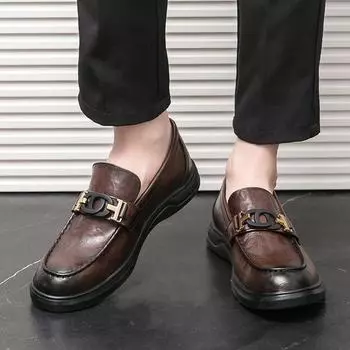 Leather Shoes Men s Business Dress Casual Leather Shoes One Pedal Lazy Gloves Loafers 38