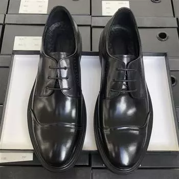 Кожаные туфли мужские деловые деловые кожаные дышащие повседневные мужские костюмы рабочие туфли для жениха свадебные мужские туфли высокого класса 38 чёрный