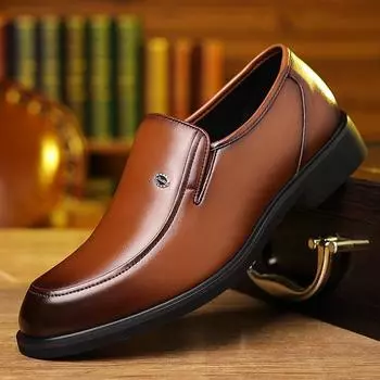 Leather shoes men s business leisure one-pedal foot cover middle-aged and elderly father shoes cowhide spring and autumn driving shoes 37