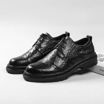 Leather Shoes Men S New Business Dress British Style Men S Soft-Soled Winter Casual Men S Shoes 99296-W 38 чёрный