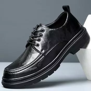 Leather shoes men s new business dress Korean version of trend British style men s casual versatile commuting thick-soled heightening shoes 38