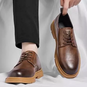 Leather Shoes Men s Spring British Style Tooling Shoes Martin Boots Dress Casual Big Head Platform Men s Leather Shoes 38