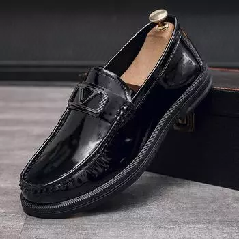 Leather shoes men s spring one-pedal breathable British trend business leisure loafer lazy beanie shoes board shoes men 39