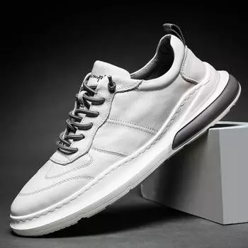 Leather Shoes Men White Sneakers Designer Shoes Sports Shoes For Male 38 белый