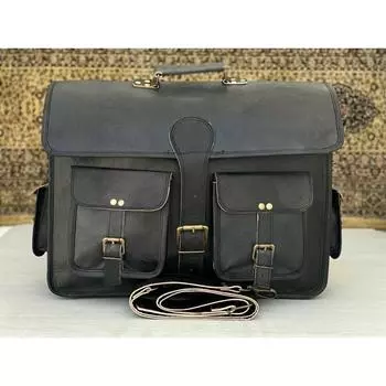 Leather Shoulder Satchel Laptop Bag Messenger (Handmade Bag) Men Vintage 16 x 12 x 5 in