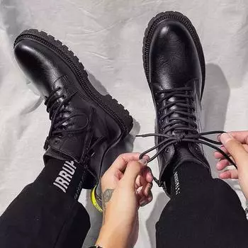 Кожаные ботинки Martin с боковой молнией, мужские зимние высокие флисовые ботинки British Tooling Locomotive 38