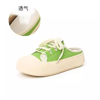 Leather slippers women s 2025 summer new girls wear fashionable cool slippers breathable half slippers retro beach shoes 35
