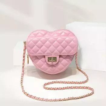 Кожаный Маленький Ароматный Ветер Ромбовидная Цепь В Форме Сердца Поясная Сумка Нагрудная Сумка Овчина Милая Сумка Кроссбоди Женская Large (18.5x5.5x16.5cm)