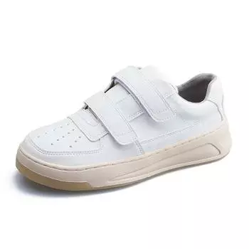 Leather smiley little white shoes for women s new versatile Velcro thick-soled heightening casual sports board shoes for women 35