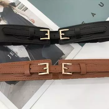 Leather Solid Color All-match Corset Belt Adjustable Waistband Female Waist Belt Metal Buckle Belt коричневый