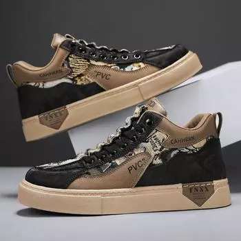 Кожаная сплайсированная тканевая поверхность, дышащая, средняя высота, обувь для сноуборда, модная ретро-туфля с плоским дном, без ремешков, повседневная рабочая мужская обувь 39