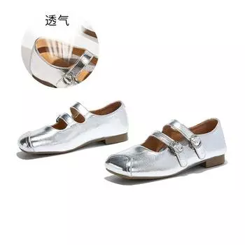 Leather square head Mary Jane shoes women s 2025 summer new shallow single shoes casual small leather shoes French small fragrant women s shoes 35