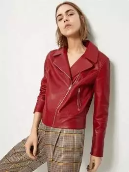 Leather Stylish Women Jacket Motorcycle New Lambskin Red Designer XS красный