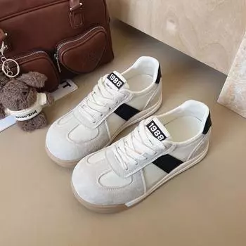 Leather thick-soled German training shoes, small white shoes, women s 2025 spring and summer thin breathable and versatile height-increasing casual s 35